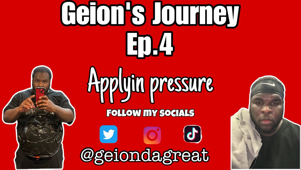 GeionDaGreat's tweet image. Droppin 5pm pacific time go subscribe and watch episode 4 Applying Pressure of Geion’s Journey #fyp #geiondagreat #applyingpressure #weightlossjourney #subscribetomychannel #fypage #fattofit #weightloss