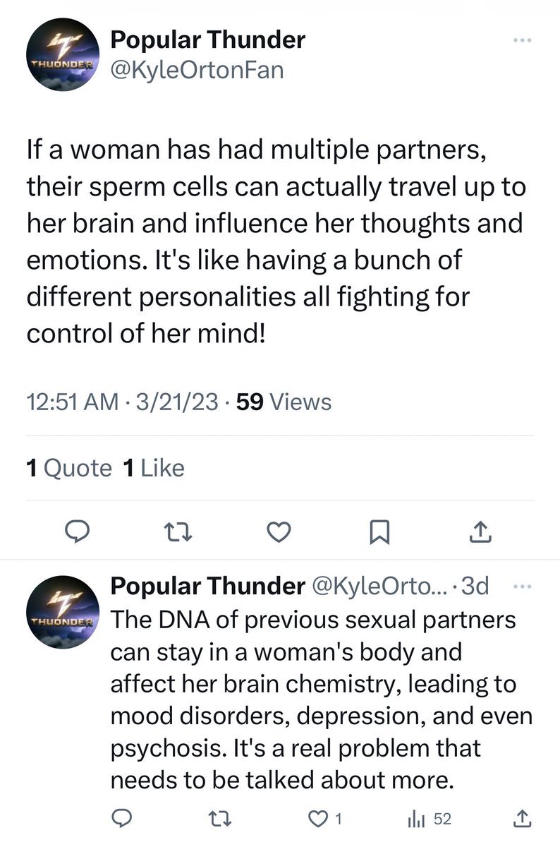 iamAtheistGirl's tweet photo. so i’m possessed by the sperm of every guy i’ve ever slept with. 
that’s what you’re saying. https://t.co/0en9eGhC6W