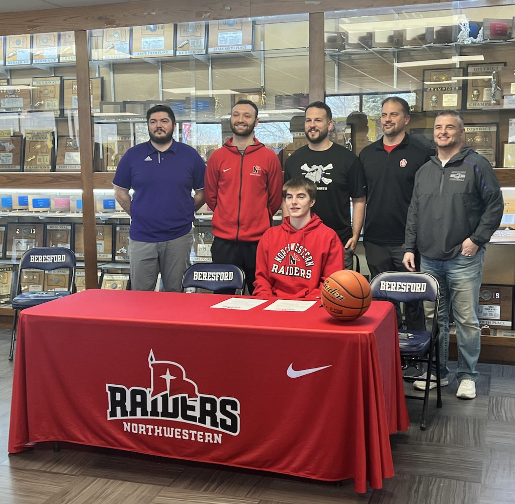 BeresfordSchool's tweet photo. Congratulations Tate for signing a letter of intent with Northwestern College to play basketball! Tate is currently undecided in his major for the fall. We appreciate Tate for all his time, effort, and energy he poured into Watchdog Athletics over the years.  #AlwaysAWatchdog https://t.co/k34PRGabP9