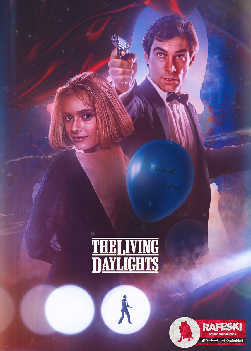 Next up, #TimothyDalton in his debut as #Bond - #TheLivingDaylights! Tried to do a bit of a clever blood-drip/curtain thingy with this one!🎨🎈🎻#JamesBond @007 @calvindyson @arbrax