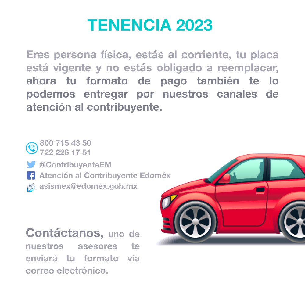 robguz01's tweet photo. ¿Sabías qué?
Para el GEM es prioridad facilitar el cumplimiento, ahora también te entrega el formato de pago de tenencia, a través de sus redes sociales, correo electrónico y centro telefónico, solo debes proporcionar tu número de placa y un asesor te lo enviará inmediatamente. https://t.co/onc45XM9Ut