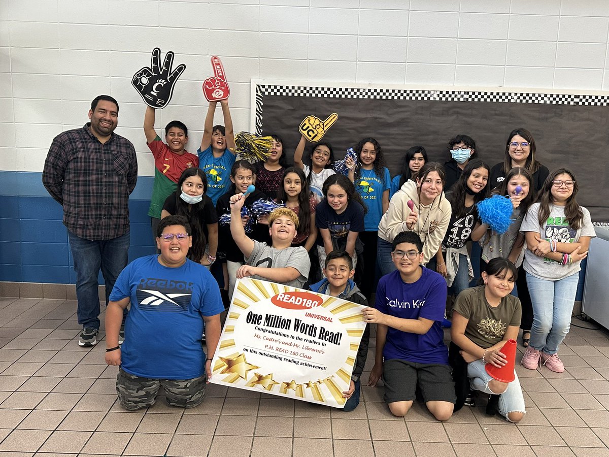 AshBlack314's tweet photo. Hard work pays off!! 1 million words read in each Read180 class. We are so proud of these students and their teachers!!🎉📚@ReedElementary @castro_teaches @PeterLibreros @MsAndreaMolina4 @VirginiaREADs @InterventionIan https://t.co/HVBzqMu6JF