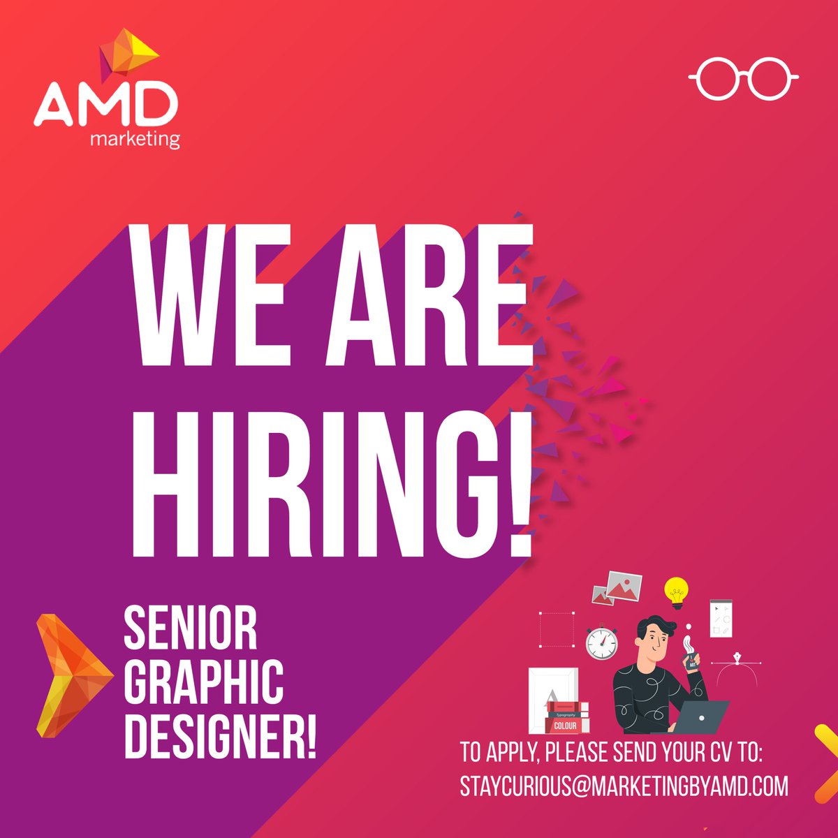 MarketingbyAMD's tweet photo. #WeAreHiring!
#JoinUs!

#SeniorGraphicDesigner. Senior #GraphicDesigner. 

#SudanJobs. #JobsinSudan. #Sudan. #TeamSudan. #Marketing. #Creative. #Advertising. #Strategy. #DigitalMarketing. https://t.co/SxCC4YybpO