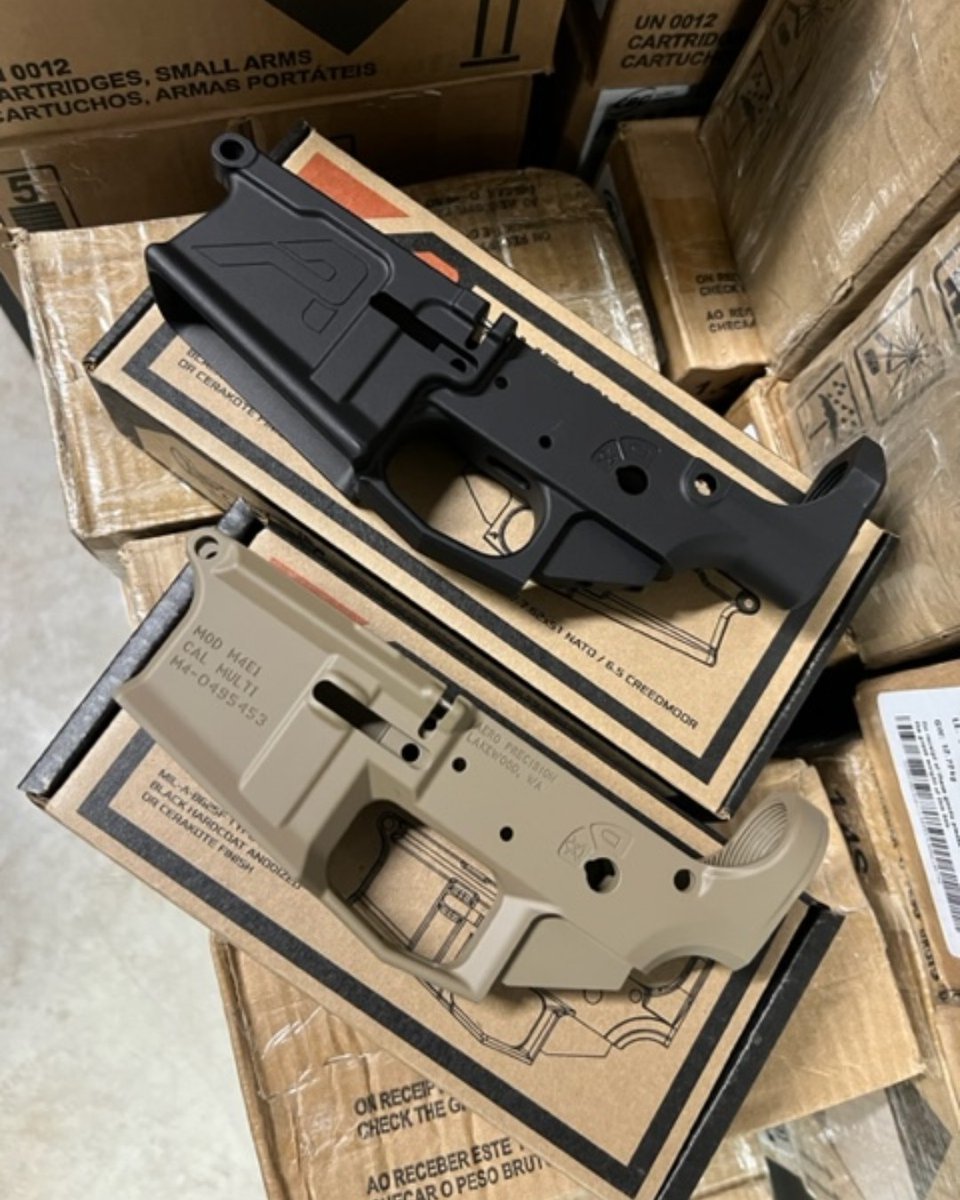 TSRQC's tweet photo. Aero Precision Lowers for your next build. What's your next project, AR10 or AR15? 🤔 

#theshootingrange #fyp #guns #2a #america #shallnotbeinfringed #firearms  #wethepeople #aeroprecision #ar10 #ar15 #buildagun https://t.co/fiuaqdD4dA