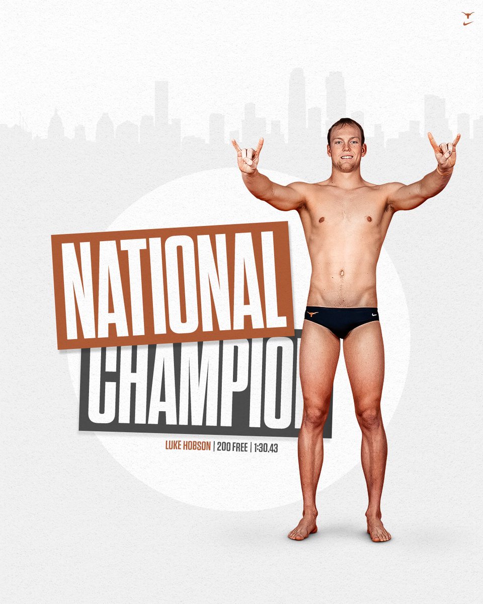 Luke Hobson does it AGAIN! He is your 2023 National Champion in the 200 free! 🤘🤘

Hobson clocks 1:30.43 to win his second individual title and third overall of the meet. #HookEm