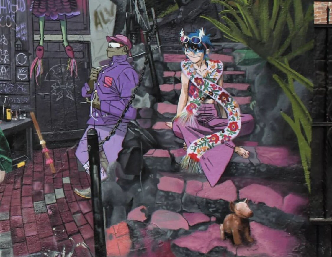 Juicy_Colors's tweet photo. El nuevo mural de @gorillaz que nos aventamos con @holabate @noble_kfc y @MERCADORAMA en la #coloniaroma feliz viernes pandilla #streetartmexico #mexicocitystreetart #gorillaz #Gorillazfanart #cdmx #mexicocity https://t.co/pphlwlQGa8