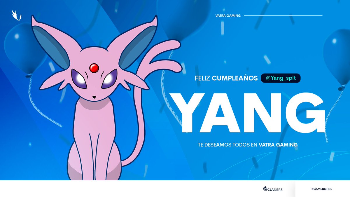 #POKEMONUNITE | CUMPLEAÑOS 🎂

¡Queremos desearle un muy feliz cumpleaños a <a href="/Yang_splt/">• Yang</a>! 🥳 Agradecemos el esfuerzo y la dedicación prestada al equipo y le mandamos un fuerte abrazo de parte de todo Vatra Gaming 💙

¡Guárdanos una rebanada! 😋