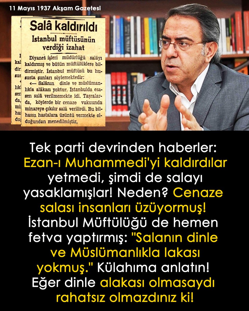 Belgesiz konuşmayız

Ezan-ı Muhammedi'yi kaldırmışlar yetmemiş, şimdi de Selayı yasaklamışlar

Tarih 11 Mayıs 1937