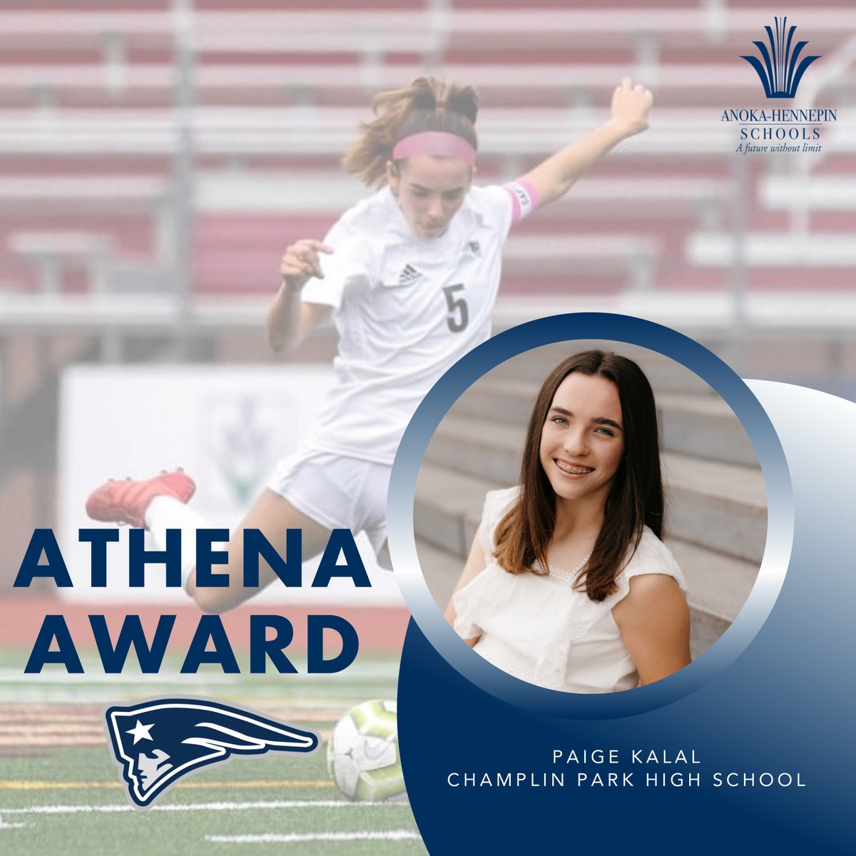 Champlin Park High (@champlinparkhs) on Twitter photo Congratulations to <a href="/ChamplinParkHS/">Champlin Park High</a> Athena Award winner Paige Kalal! Kalal starred on the soccer pitch for the Rebels as she was a three-time all-state, all-metro, and all-conference player for the Rebels. Learn more about Paige: bit.ly/3JIrSoi | #AHSchools Congratulations to <a href="/ChamplinParkHS/">Champlin Park High</a> Athena Award winner Paige Kalal! Kalal starred on the soccer pitch for the Rebels as she was a three-time all-state, all-metro, and all-conference player for the Rebels. Learn more about Paige: bit.ly/3JIrSoi | #AHSchools