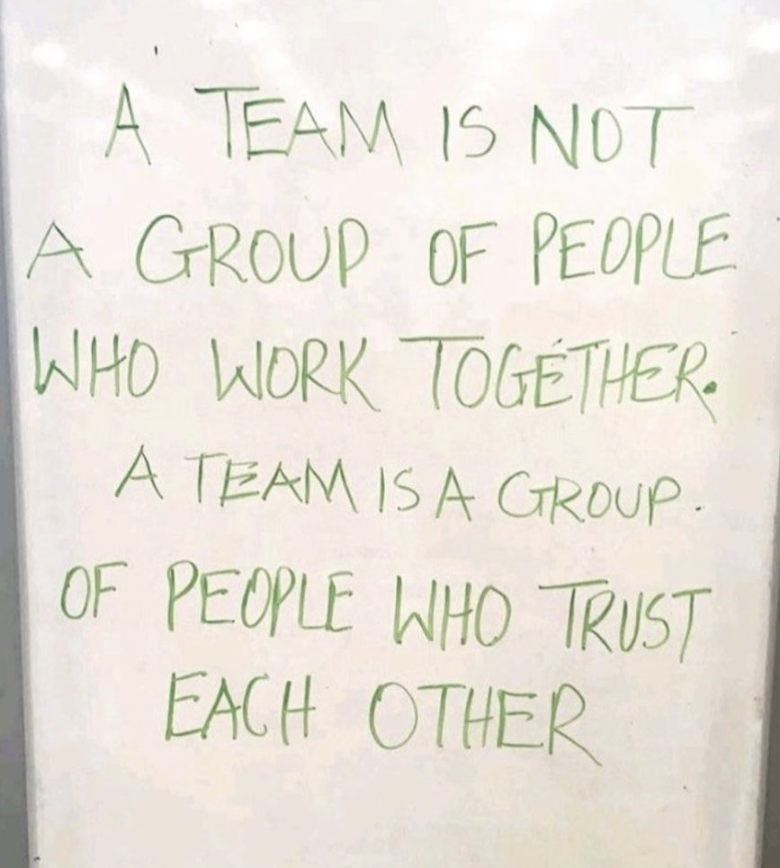 NancyPadberg's tweet photo. A team is a group of people who trust each other m. #CEO #culture #highperformace #leadership https://t.co/6CMh1z8H9h