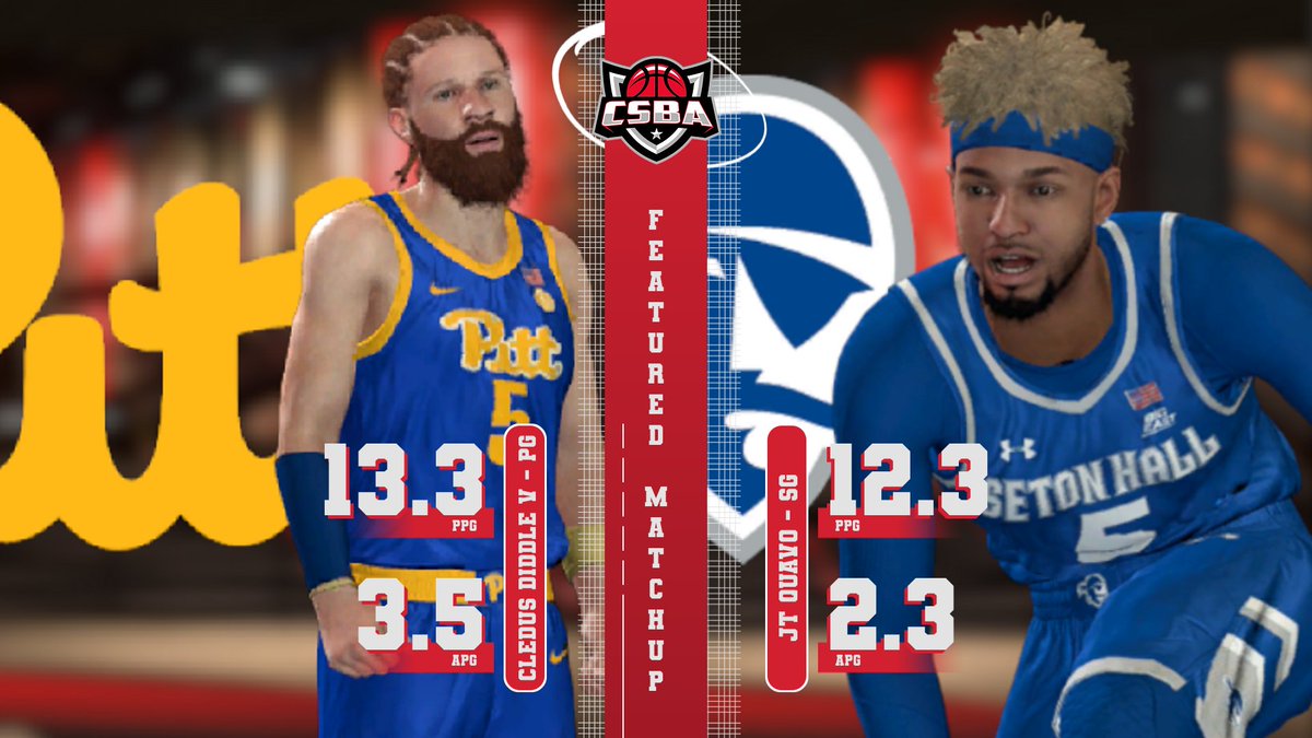 Two of the Big East’s top guards square off tonight when Pitt’s Cledus Diddle V looks to go shot for shot with Seton Halls JT Quavo!

#csba #nba2k #simsports #esports