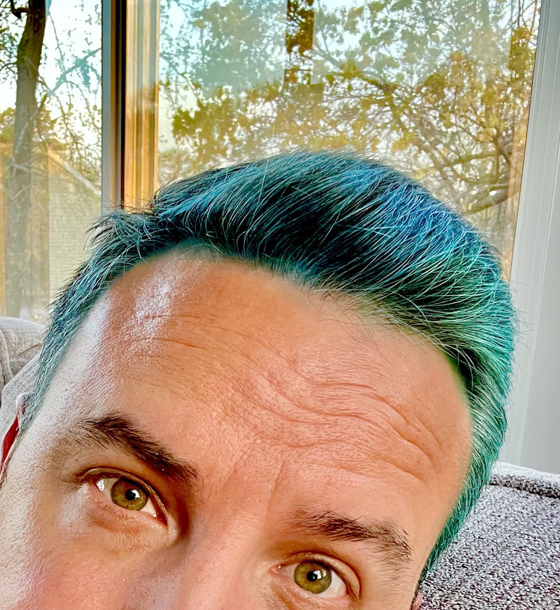 BrandonWarrenNC's tweet photo. We exceeded our Timbertacular goal, so I dyed my hair blue and green! A deal is a deal! @TimberDriveES #PACKrising https://t.co/FYWds24GTR