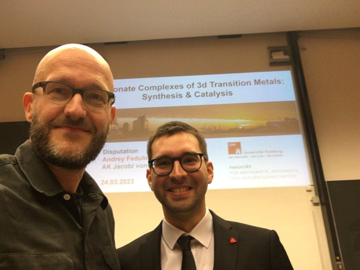 Jacobi vW lab (@teamjacobivw) on Twitter photo There’s a new docta in da house. Please everyone, give it up for the newly minted Dr. Fedulin. @Chemie_UHH <a href="/unihh/">Universität Hamburg</a> Well done! Thank you for all your great science! <a href="/ChemistryKoenig/">KoenigChemistry</a> is eagerly awaiting your services. Good luck! <a href="/AndreyFedulin/">Andrey Fedulin</a> There’s a new docta in da house. Please everyone, give it up for the newly minted Dr. Fedulin. @Chemie_UHH <a href="/unihh/">Universität Hamburg</a> Well done! Thank you for all your great science! <a href="/ChemistryKoenig/">KoenigChemistry</a> is eagerly awaiting your services. Good luck! <a href="/AndreyFedulin/">Andrey Fedulin</a>