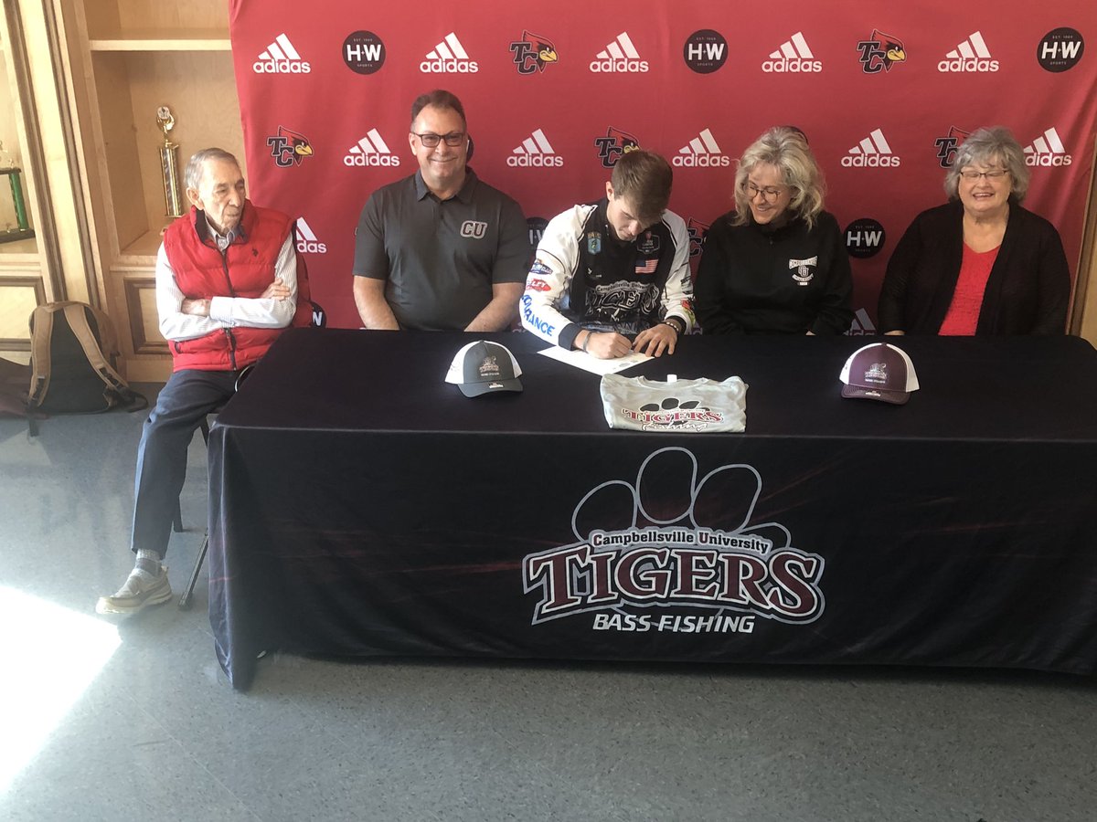 SportsTaylor's tweet photo. We are so happy for our guy Ben Sadler on signing to continue his Academic and Fishing career with the Campbellsville University Tigers. Way to go, Ben. We are proud of you! #TCPride #TCFishing #CUFishing https://t.co/ndh1En5MLf