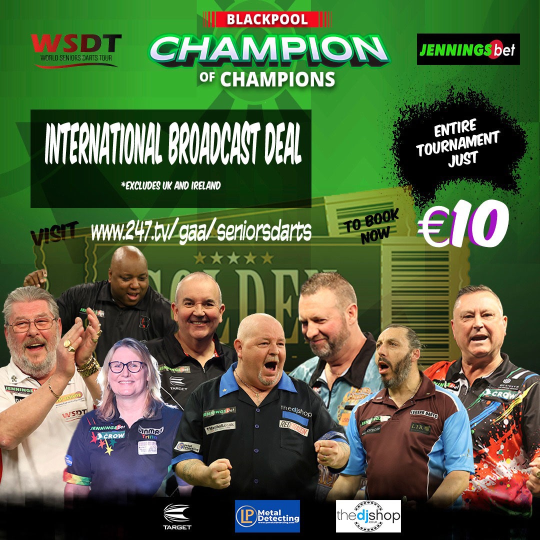 📺INTERNATIONAL BROADCAST DEAL 📺 USA are you ready? 🇺🇸 @LSoulger will be playing @PhilTaylor in the @jenningsbetinfo Champion of Champions tomorrow! Book your broadcast now 247.tv/gaa/seniorsdar…
