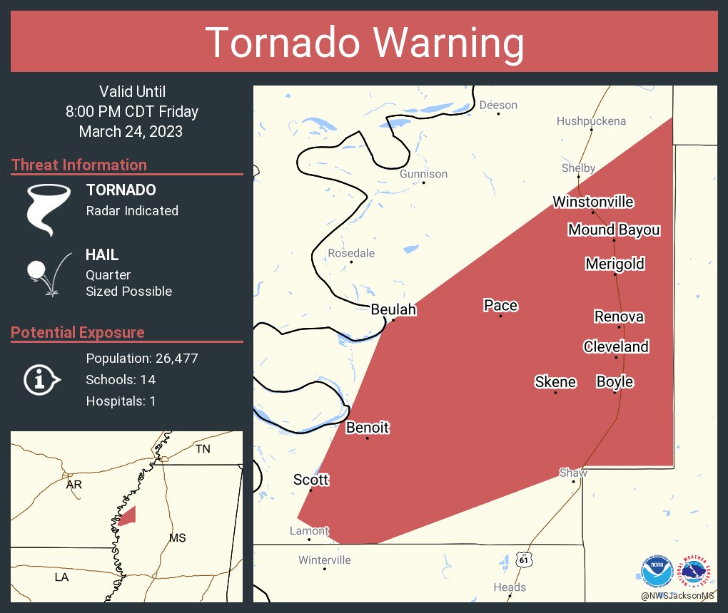 NWS Tornado on Twitter "Tornado Warning continues for Cleveland MS