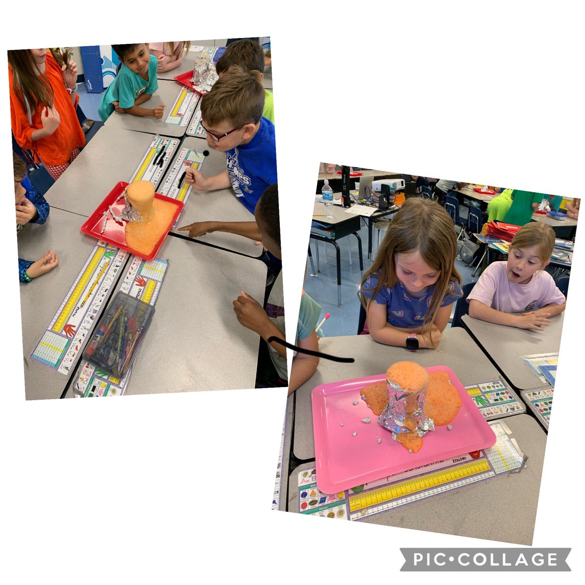 MrsBsBobcats's tweet photo. As we finished a week of reading and learning about volcanos we made our own volcanos and watched them erupt. 🌋 https://t.co/aXJ8as5IVv