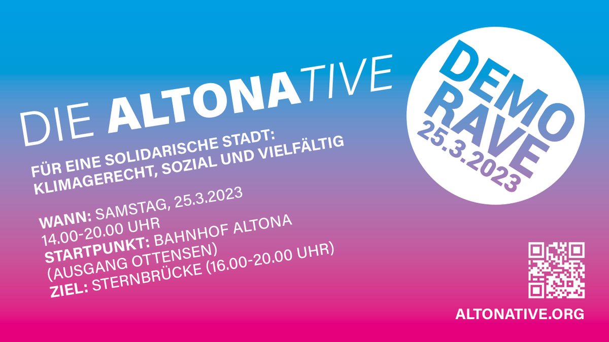 DemoRave heute in Hamburg. Gegen die Politik von oben und die Zerstörung unserer Viertel und Lebensräume durch die Politik. #altonative <a href="/inisternbruecke/">Initiative Sternbrücke</a> <a href="/PrellbockAltona/">Prellbock Altona</a>