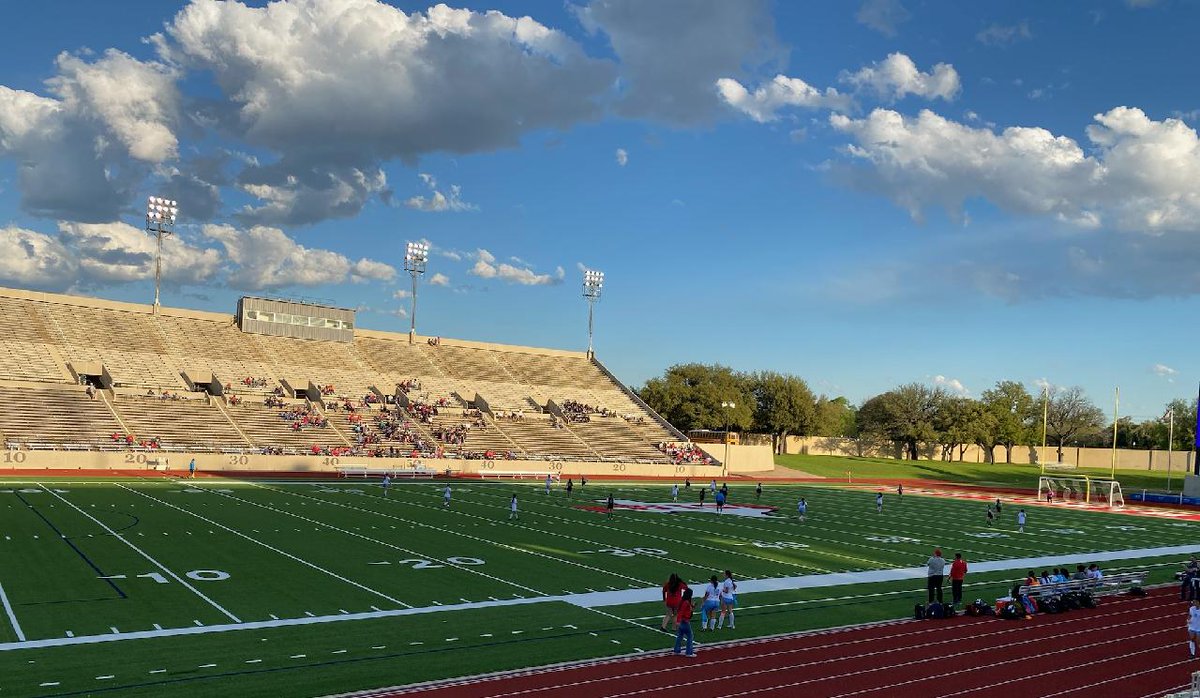 Texas High School soccer playoffs at Farrington Field in Fort Worth. Benbrook leading Castleberry 7-0.