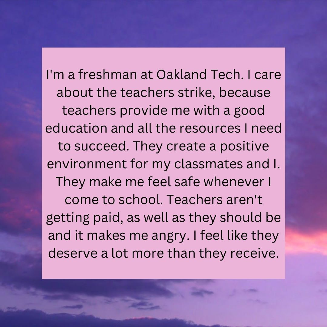 JanineNkosi's tweet photo. Students share why they support the #Oakland teacher's #wildcatstrike for better pay and working conditions. #MCSoc @ashleynmcb @AmandaABC7 @EdSource @KQEDnews @Oaklandside More here: https://t.co/njYUQhHhaP https://t.co/QYwWo6h148