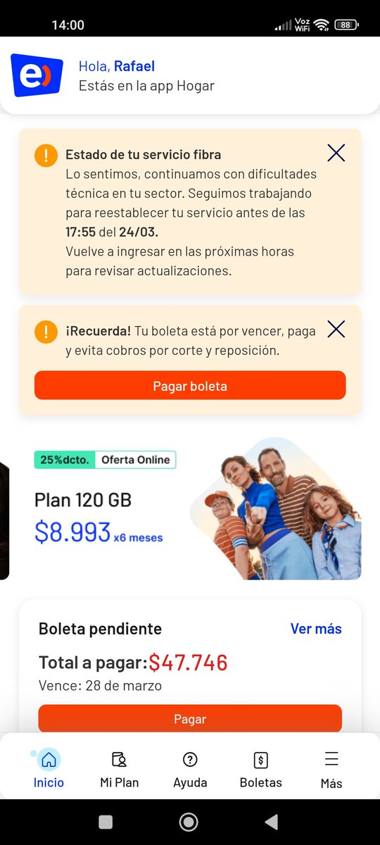 Chaloklesp's tweet photo. @ReclamosSubtel llevamos un dia y medio sin servicio @entel_ayuda no sirve no contestan los canales de atencion pero si me atraso un dia me cortan de inmediato la señal https://t.co/OGXeEdSfNO