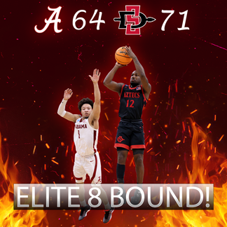 San Diego State just knocked off the #1 overall seed in the NCAA Tournament and is heading to the Elite 8 for the first time in school history!!!