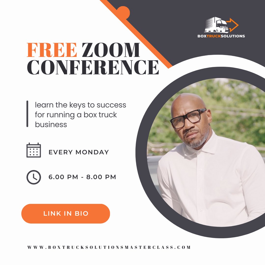 BoxTruckSol's tweet photo. By attending our free Zoom meetings, you can explore potential high-income box truck business opportunities that could drastically increase your earning potential. 🚚

Join our Monday Zoom conference, so don't forget to join the waitlist!

https://t.co/SIIhmwpg3m https://t.co/8dpCHxDL5Q