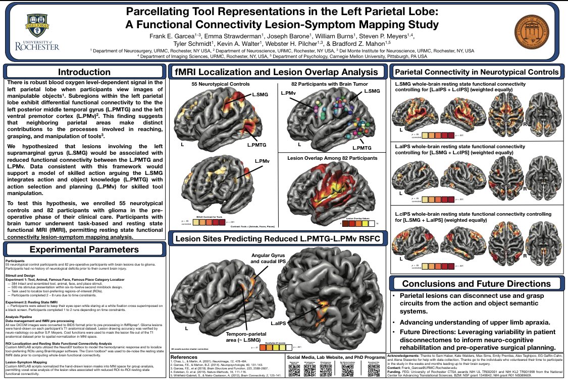 FrankGarcea's tweet photo. Touched down in SF for #CNS2023!Can’t wait to present tomorrow at 3pm. Poster A80 — functional connectivity lesion symptom mapping of parietal tool representations. Come by! @URNeuroscience @URNeurosurgery @URBrainMapping https://t.co/TXGEaVR5Lm