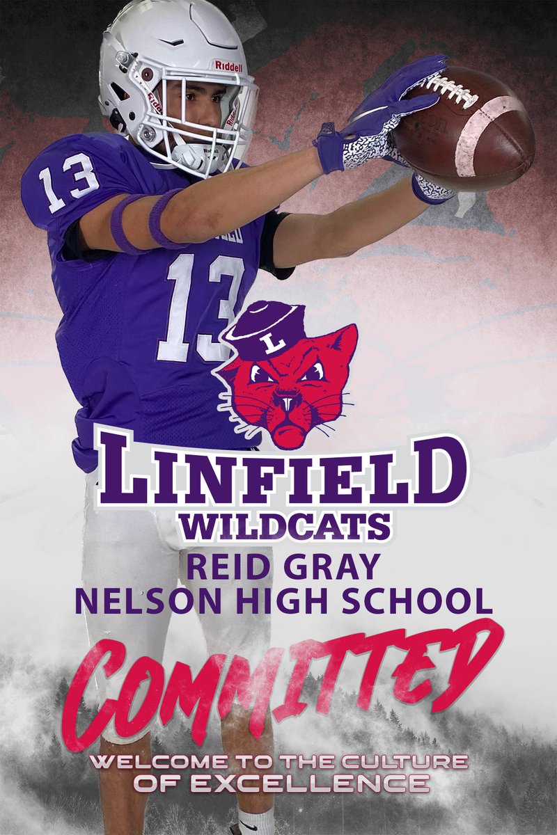 Excited to announce I have committed to @LinfieldFB!! Thank you for the opportunity to play at the next level @CoachFendall @nelsonHawksFB @gwatts9_ @ahaze14 Go Cats!🔴🟣