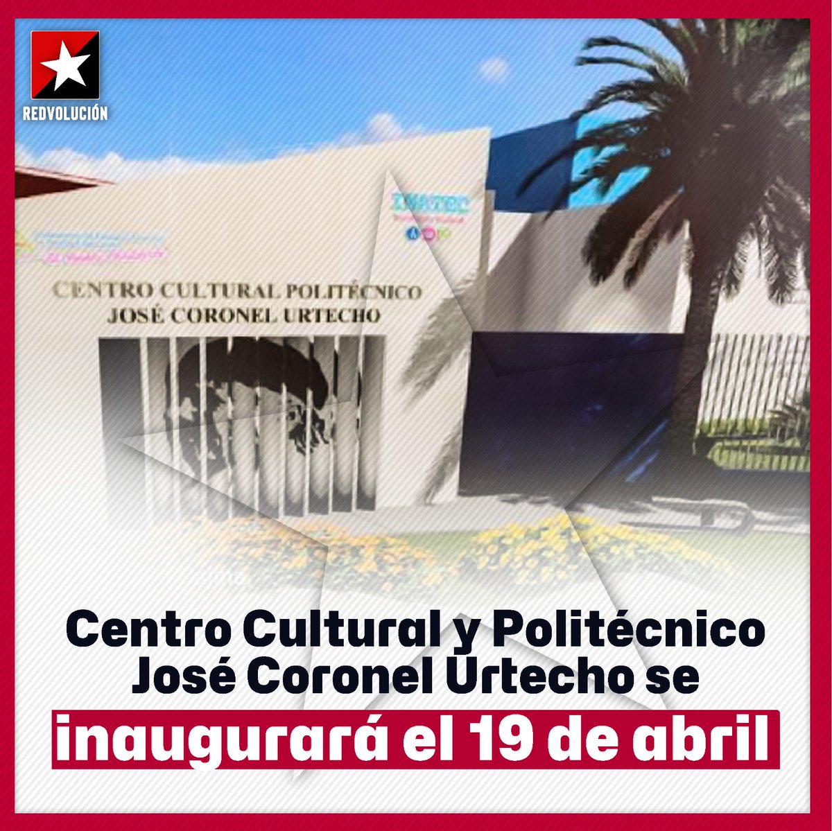 El próximo 19 de abril se inaugurará el centro cultural y politécnico José Coronel Urtecho ubicado dónde fue el laboratorio de fake New, para desinformación y lavado de activos (PRENCIA), ahora será ésta magnífica y necesaria obra del pueblo. 
 #MásVictoriasPuebloPresidente