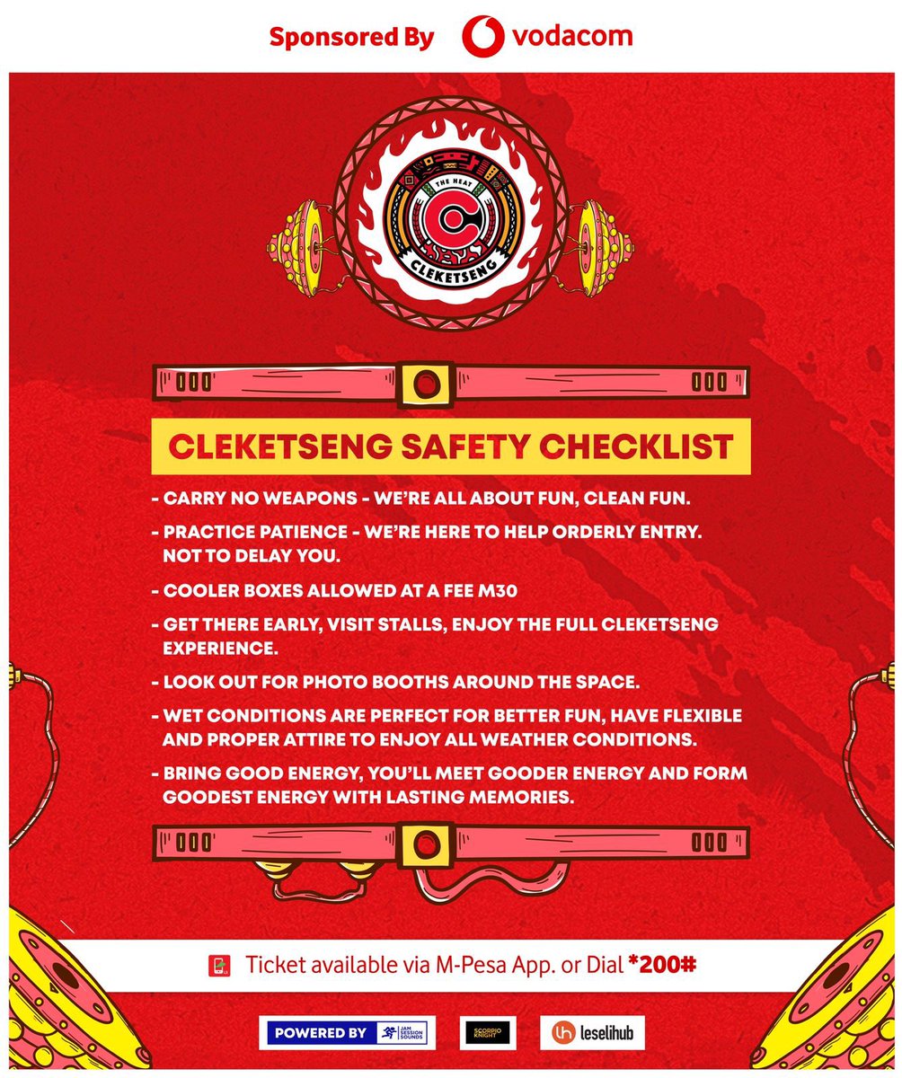 Your safety • Our assignment

Check out the soft housekeeping for your soft #Cleketseng Experience powered by #JamSessionSounds 

#TheHeat sponsored by <a href="/VodacomLes/">Vodacom Lesotho</a>