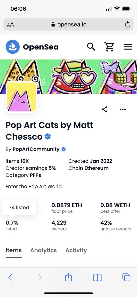 amiezz38's tweet image. Only 74 @popartcats listed out of 10000 🤯🤯👀👀 @mattchessco !! #pacfam #popartcats