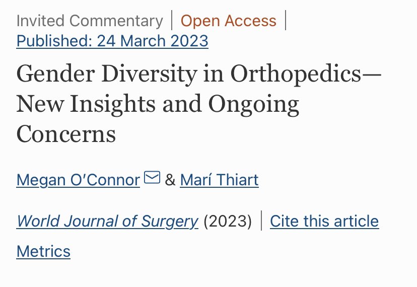 Excited to announce that this commentary has been published! #womeninortho #changetheculture #DEI #diversity #inclusion @OrthoDiversity @orthoWOW