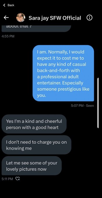 Another scammer pretending to be me from my SFW account. Please block, report and stay safe from these<a href="/tag/ny"class="tags"><span>#ny</span></a><a href="/tag/sarajay"class="tags"><span>#sarajay</span></a><a href="/tag/jaybirds"class="tags"><span>#jaybirds</span></a><a href="/tag/ilovesarajay"class="tags"><span>#ilovesarajay</span></a><a href="/tag/sapphir"class="tags"><span>#sapphir</span></a>