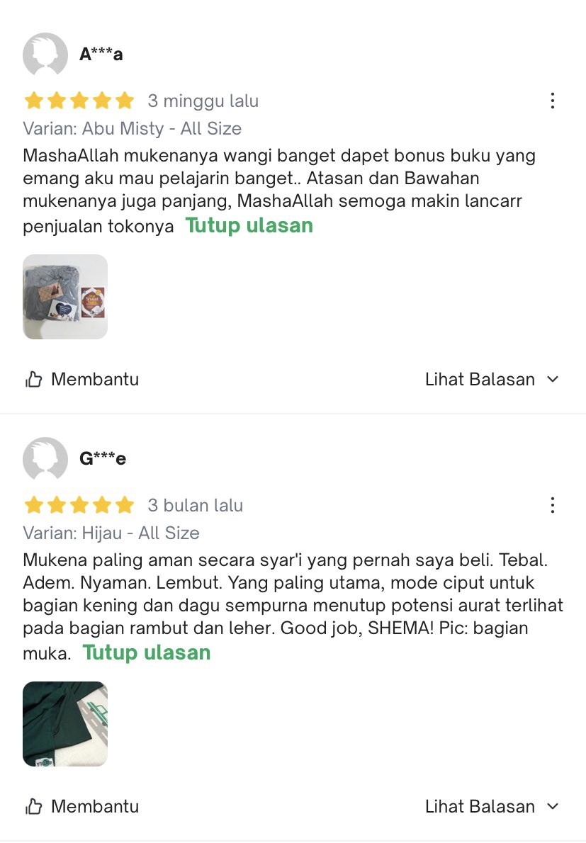 shemaabayaa's tweet photo. Alhamdulillah, Mukena SHEMA varian olive green sold outtt!!!

Yuk yang lain sebelum kehabisan 🥲 masih banyak warna lain dengan stock yang semakin menipisss menuju lebaran 😆 bisa jadi hampers juga loh!!! Bintang 5 di tokped! 

https://t.co/tTm1G1Q3fd

https://t.co/4JFlCVcJwx https://t.co/8ivFM0aXCS