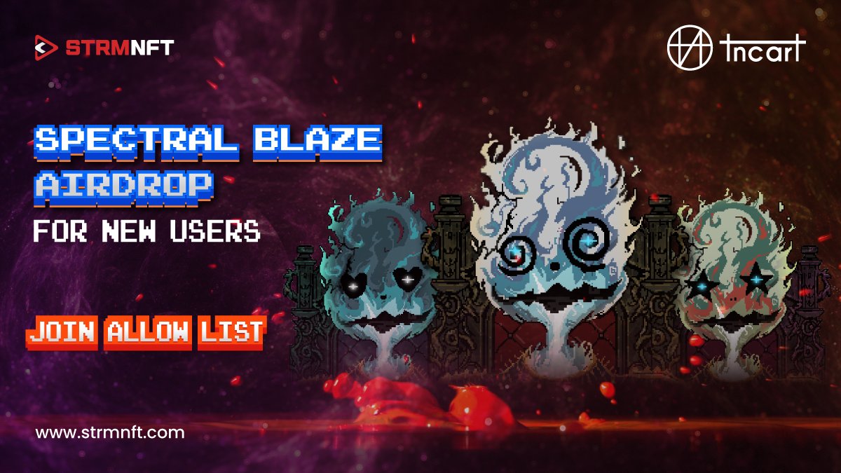 👻 2,500 #SpectralBlaze NFTs are up for grabs for new #STRMNFT users.

🪂 3 more #Airdrops from the #PixelFriends collection will follow. Collect 4 of these &amp; win a mystery box containing a special #NFT and up to $100 worth of $STRM.

✅ Join allow list: pixel-friendz.com