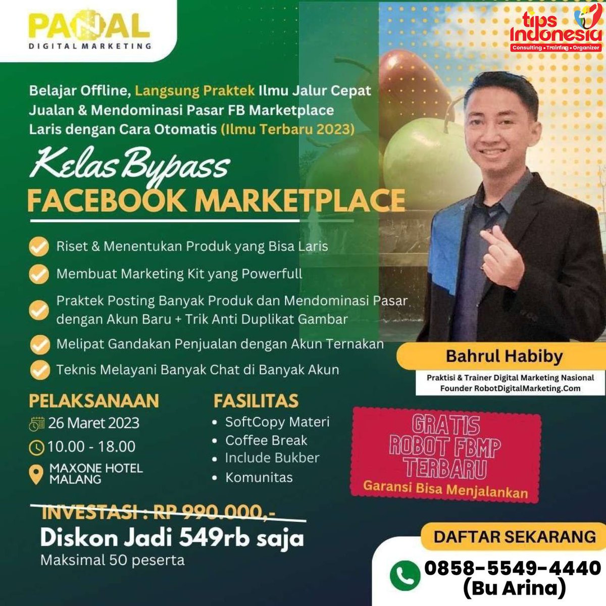 outbound_malan9's tweet photo. "Alhamdulillah omset kami sekarang tembus 900jt perbulan hanya dengan menggunakan FB Marketplace." (Sandi Sport Sidoarjo)

Anda mau seperti mereka?

Silakan join Kelas Bypass FACEBOOK MARKETPLACE.

Info selengkapnya bisa cek di poster/call: 
0858-5549-4440 https://t.co/d1SVvIeR2j
