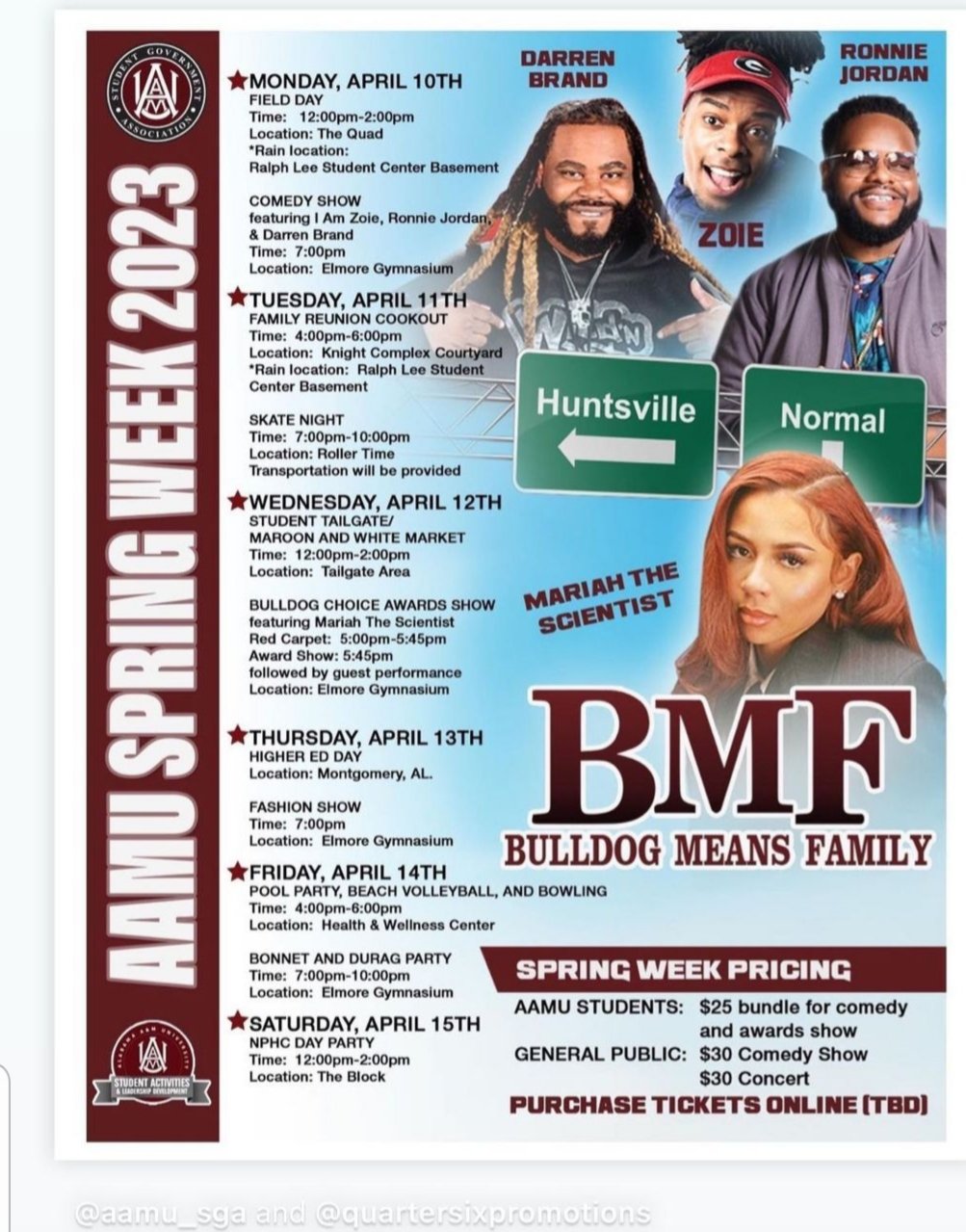 A&M 2023 on Twitter "AAMU Spring Week 2023 EVENT SCHEDULE 🐶