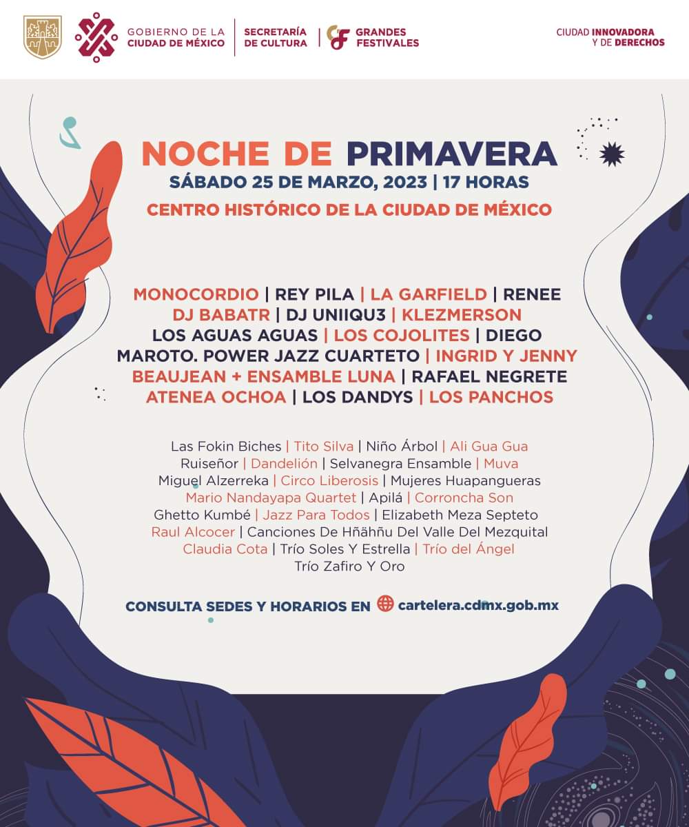 📌No te pierdas hoy la Noche de la Primavera 🌼🌹✨con actuaciones destacables cómo <a href="/lagarfieldmusic/">LA GARFIELD</a> y <a href="/reypila/">Rey Pila</a> además de muchas más bandas y artistas de diferentes géneros. Recuerda es completamente gratuito.😎🌸