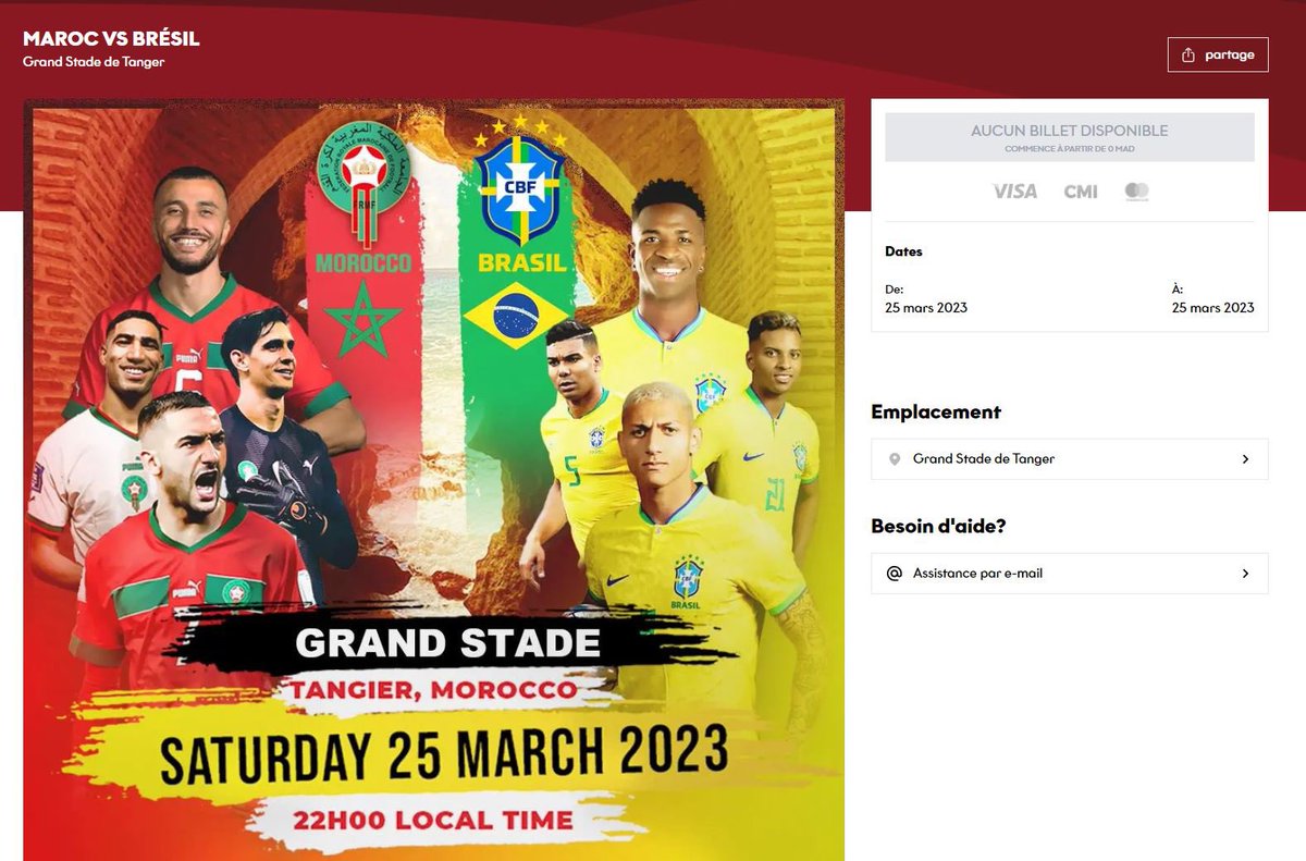 EvrardFul's tweet image. Tous les billets 🎫 du match Maroc 🇲🇦 vs Brésil 🇧🇷 ont été vendus. Ce sera donc joué à guichets fermés au stade de Tanger. Derrière tout ça, la grande vision de Sa Majesté le Roi Mohammed VI, que Dieu l’assiste, qui porte ses fruits. #MARBRE @Izemanass #DestinationMorocco2025