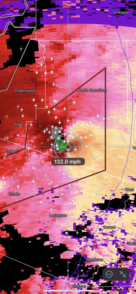 ORDGeek's tweet photo. Wind speeds of a tornado on the ground right now in Mississippi… https://t.co/Nk00LFvlMl