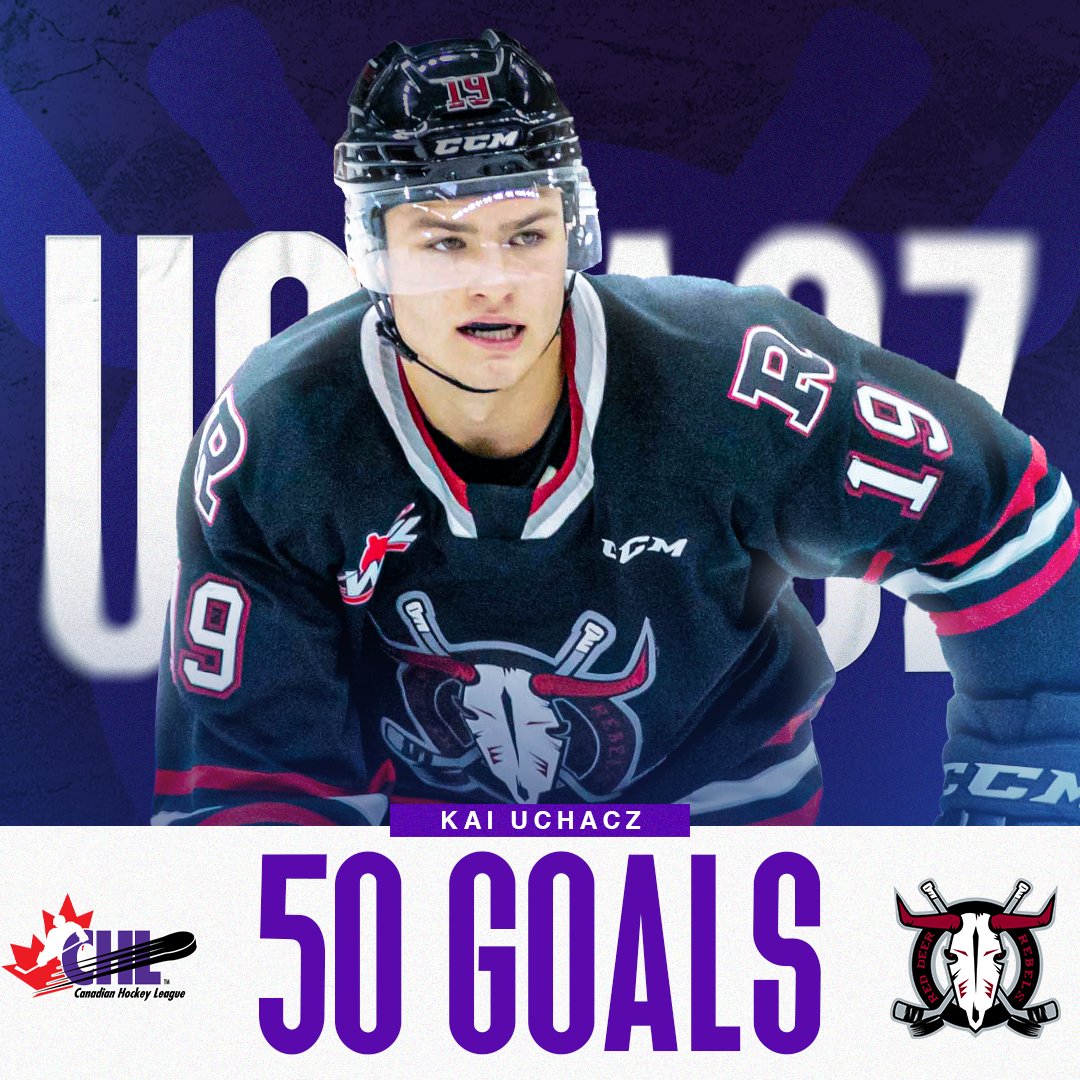 Kai Uchacz: the sixth player in <a href="/Rebelshockey/">Red Deer Rebels</a> history to score 5⃣0⃣ goals in a season! 😤