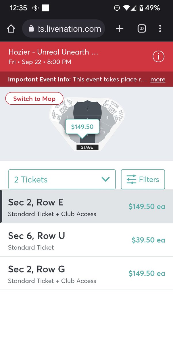 crystaljoymusic's tweet photo. Gotta love the glitch in the matrix trying to get Hozier tickets today. (Ok, Madison Cunningham tix but still...) What is this nonsense?? Ticketmaster is a scam. #TicketmasterScam #Hozier https://t.co/BW8oLtywqB