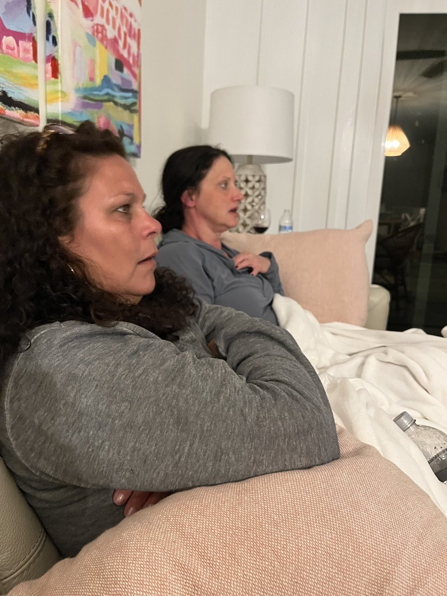 kar_gibson's tweet photo. The face of two women watching #Yellowjackets season 1 for the first time. This was their reaction when Shauna killed the bunny….boy do they have a long way to go #justletmewatchseason2 https://t.co/nhodKe1axJ