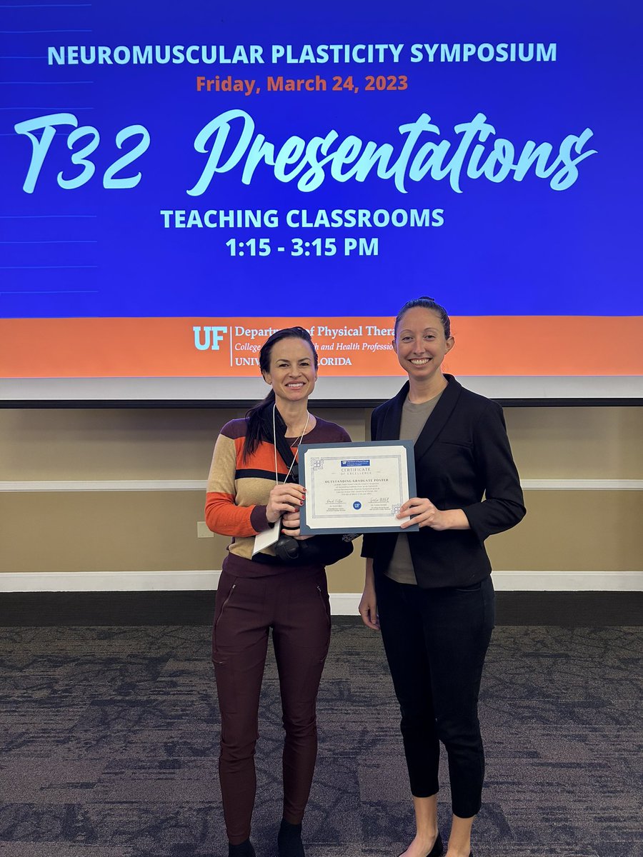 emplowman's tweet photo. Super proud of @uf_arc doctoral student @aaterry1 who was awarded the NMPT Predoctoral Poster Presentation Award for her research investigating the utility of peak cough flow &amp; reflex cough screening to detect aspiration in ALS. Way to go! 🌈🐊🧡💙👏🏼@UFSurgery @UFPHHP @UF_ENT https://t.co/HGqRcoYQIj