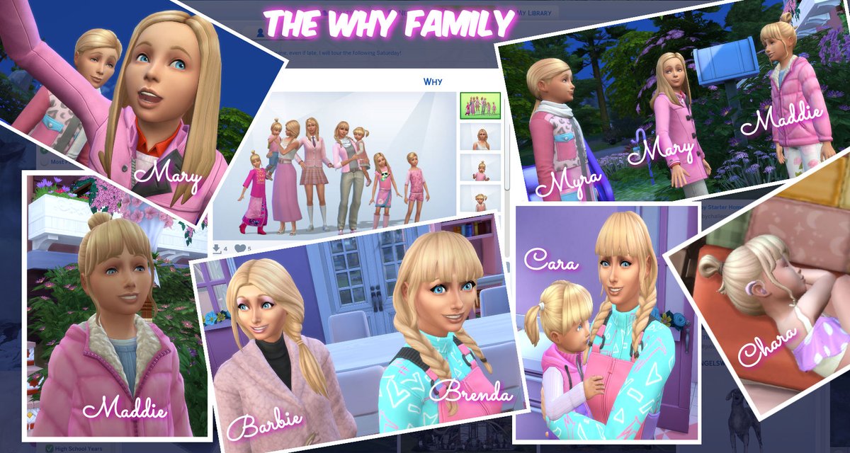 Angelsways11's tweet photo. For whatever reason, Twitter is no longer linked to the Sims 4 game? So here's my family of 8 for #NWshellchallenge15 @NeitiWinter Barbie had a bunch of girls and her sister Brenda only had one! Go figure! Available on the exchange/gallery. #showusyoursims https://t.co/9shd67cswD