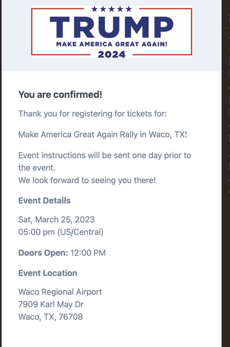 StandForBetter's tweet photo. I just took two seats at Trump's Waco rally as a fuck you to trump. See @MaryLTrump 's Twitter account for details.
Let's fill the Saturday Trump rally in Waco, Texas, with empty seats.
#StandForBetter
#TheGoodTroubleShow https://t.co/YYlyXmGzZs