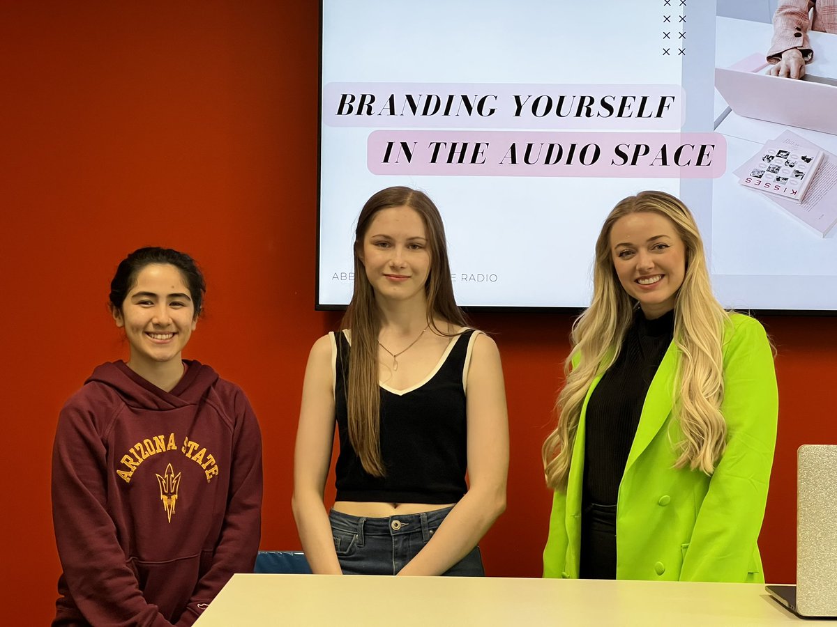 Was a pleasure to have <a href="/abbyzufelt/">Abby Zufelt</a> guest speak at today's branding workshop for <a href="/BlazeRadioASU/">Blaze Radio</a>! Learned so much about how to start self-branding in radio!