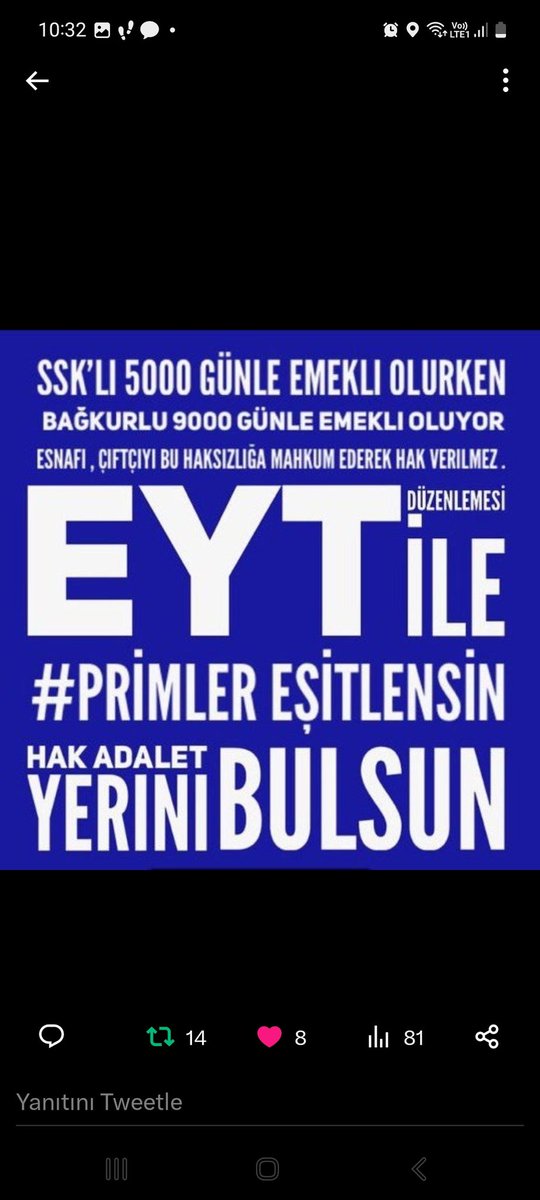 Ramazan03016495's tweet photo. #Secim2023
Adil bir sgk sistemi gelmelidir.sgk 
Bagkur ayrimi kalkmalidir. Seçimden önce esnaf ve çiftçinin
Tüm bagkur  mağduriyetleri giderilmelidir. 
@bestep @fahrettinaltun  @MHP_Bilgi  @vedatbilgn 

#HukumetiEsnafBelirleyecek
Tüm esnaf  ve ciftcilerden  destek 
Bekliyoruz. https://t.co/ygsYu8ixvC