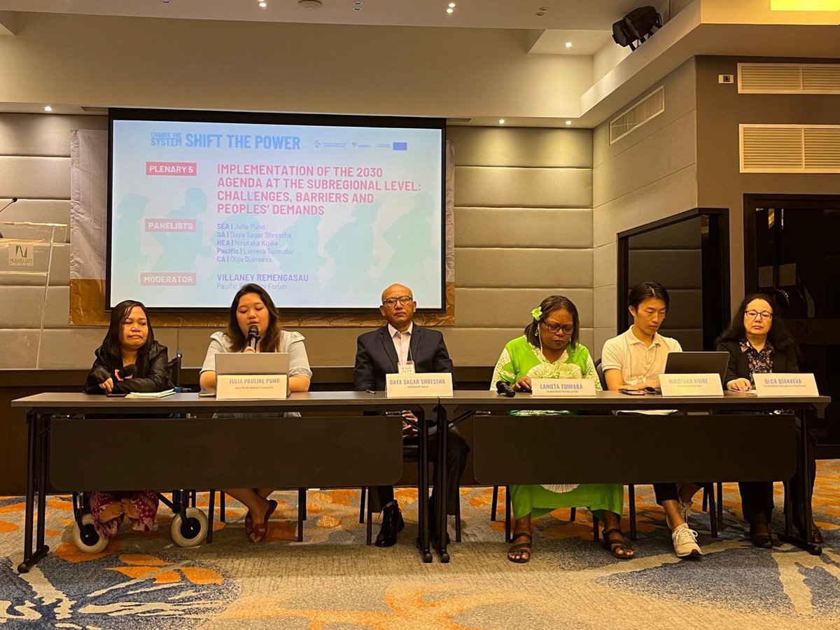 AP_RCEM's tweet image. #APPFSD2023 | @juliapuno of @APR_net highlights the barriers in the implemetation of #SDGs and #2030Agenda in #SouthEastAsia.

#DevelopmentJusticeNow
#PeopleOverProfit